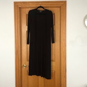 Long black basic button cardigan